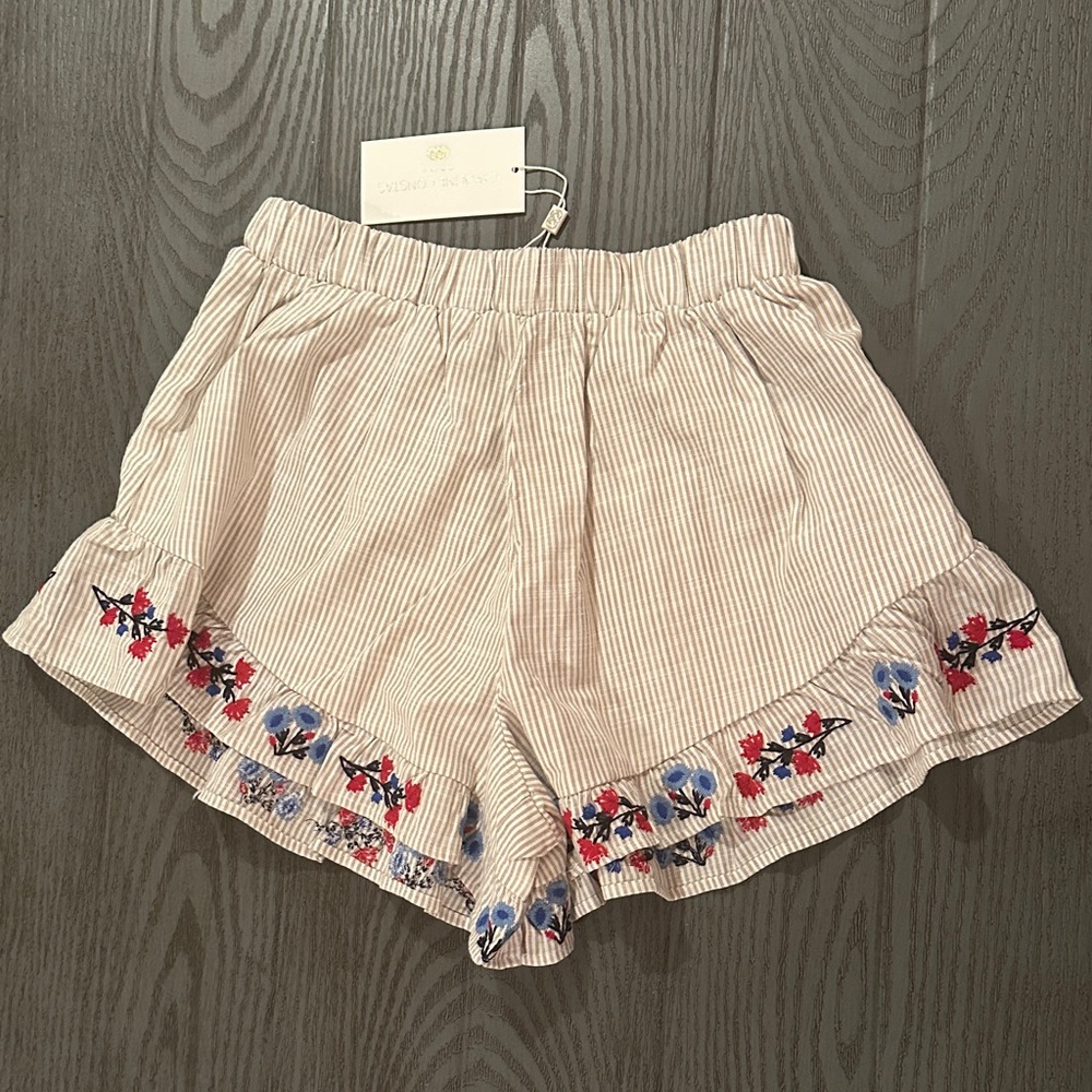 Caroline Constas Embroidered Ruffle Hem Women's Shorts